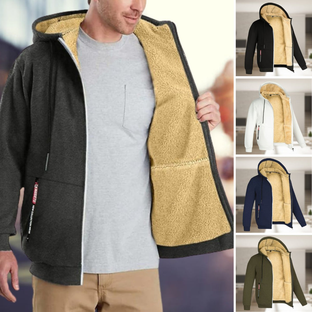 Drune | Kapuzenpullover Sherpa Fleece Zip-Up Kapuzenpullover Jacke Herrenbekleidung