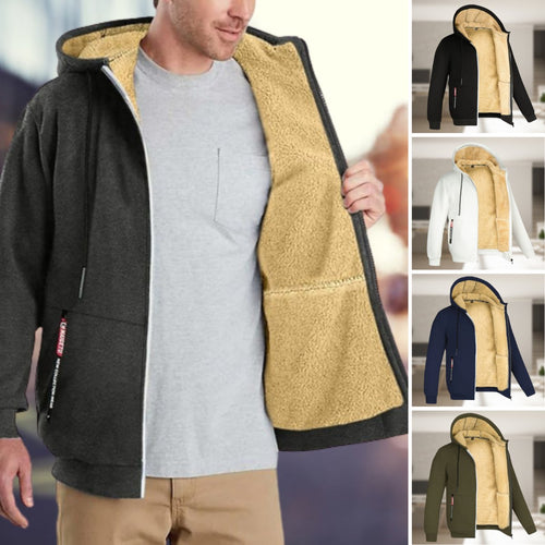 Drune | Kapuzenpullover Sherpa Fleece Zip-Up Kapuzenpullover Jacke Herrenbekleidung