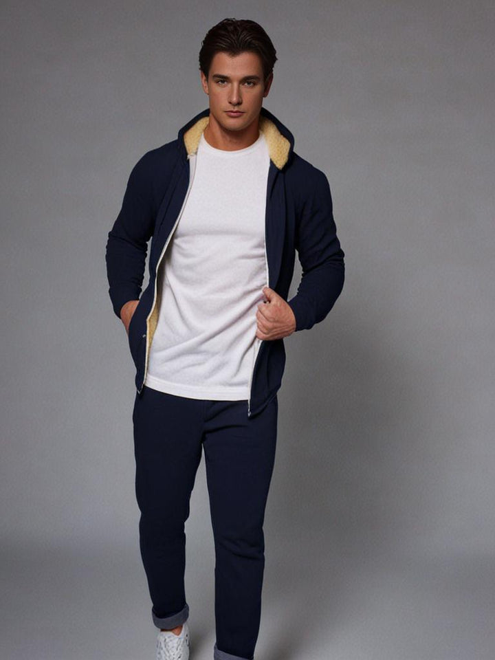 Drune | Kapuzenpullover Fleece Futter Zip-Up Kapuzenpullover Herren Kapuzenpullover Jacke
