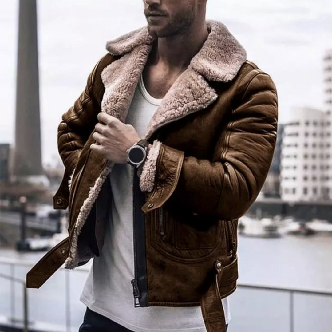 Drune | Lederjacke Sherpa Fell Gefüttert Bikerjacke