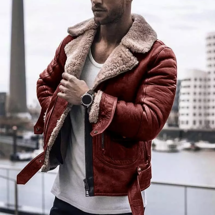 Drune | Lederjacke Sherpa Fell Gefüttert Bikerjacke