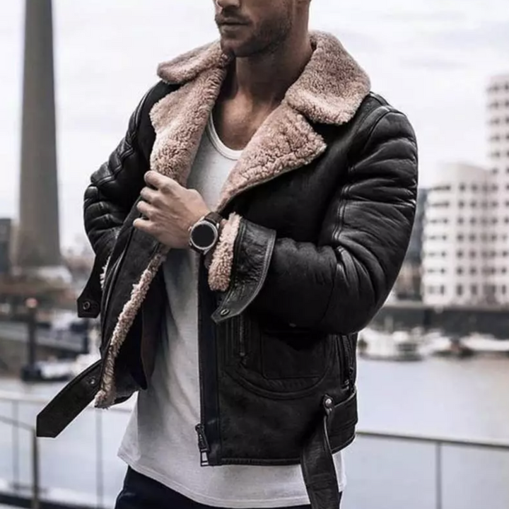 Drune | Lederjacke Sherpa Fell Gefüttert Bikerjacke