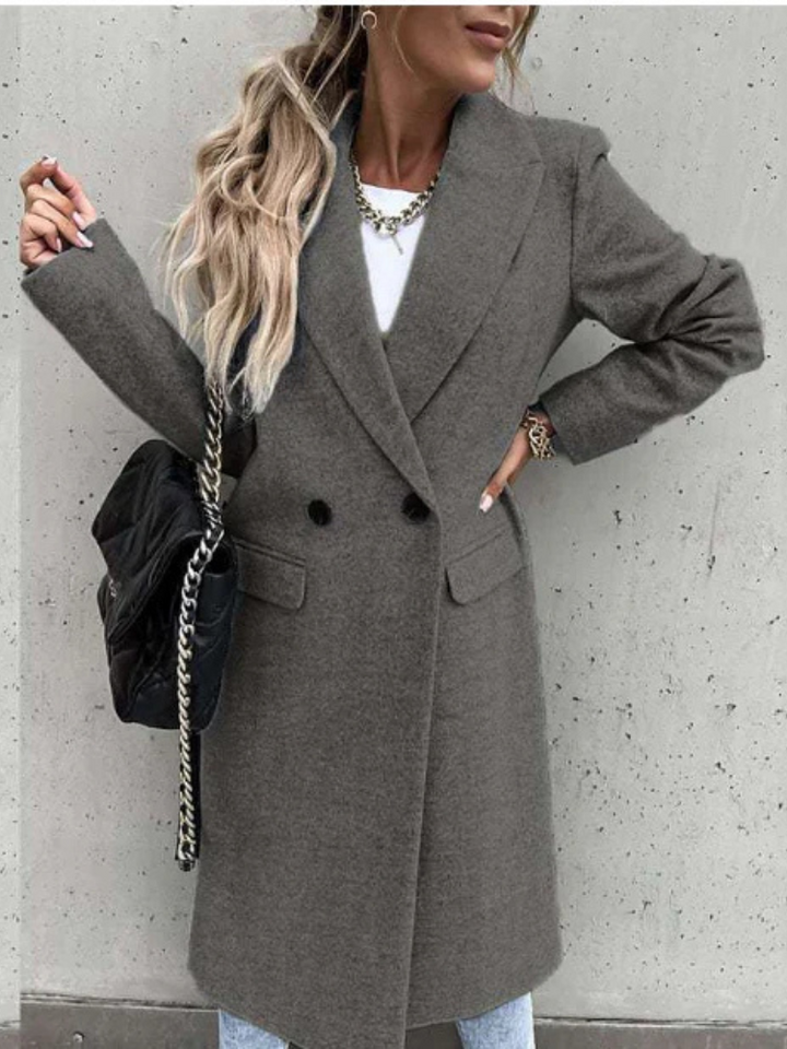 Drune | Trenchcoat V Ausschnitt Zweireiher Woll Trenchcoat Damenmäntel