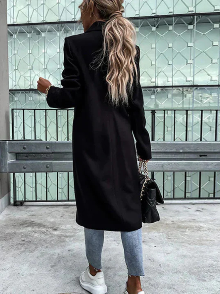 Drune | Trenchcoat V Ausschnitt Zweireiher Woll Trenchcoat Damenmäntel