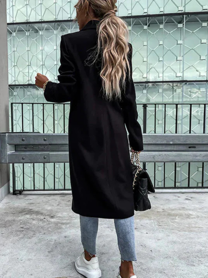 Drune | Trenchcoat V Ausschnitt Zweireiher Woll Trenchcoat Damenmäntel