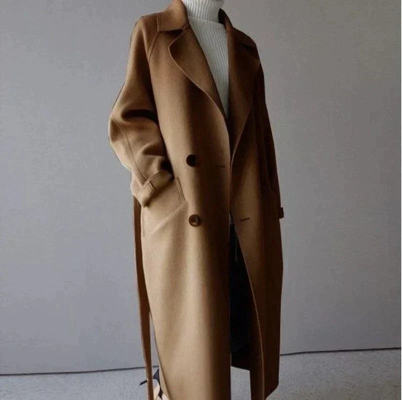 Drune | oversized Drune | Mantel mit Gürtel und schmalem Kragen