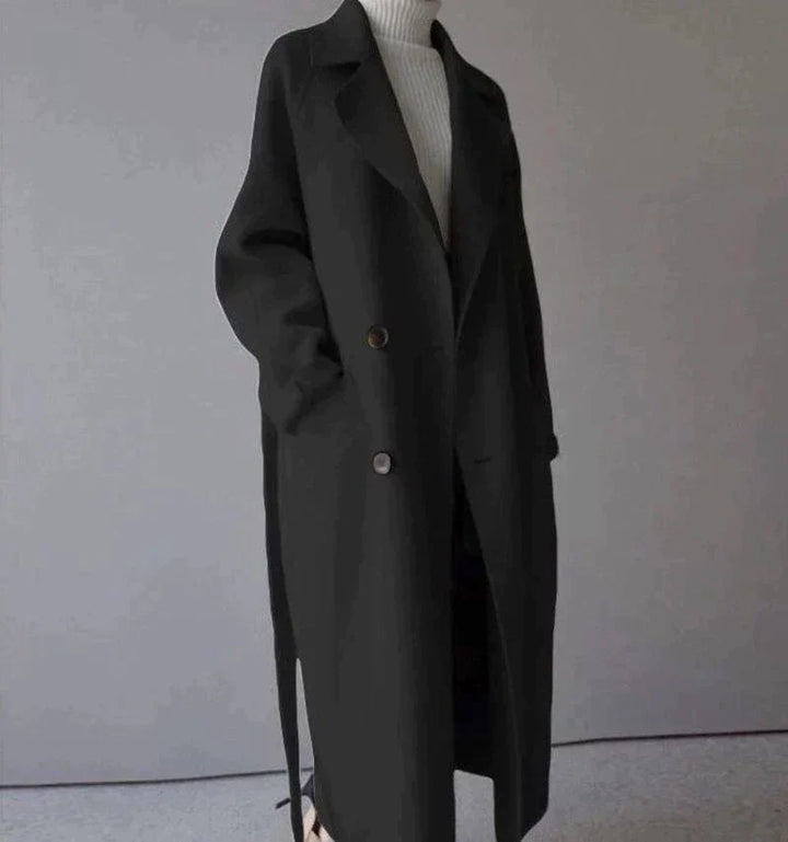 Drune | oversized Drune | Mantel mit Gürtel und schmalem Kragen