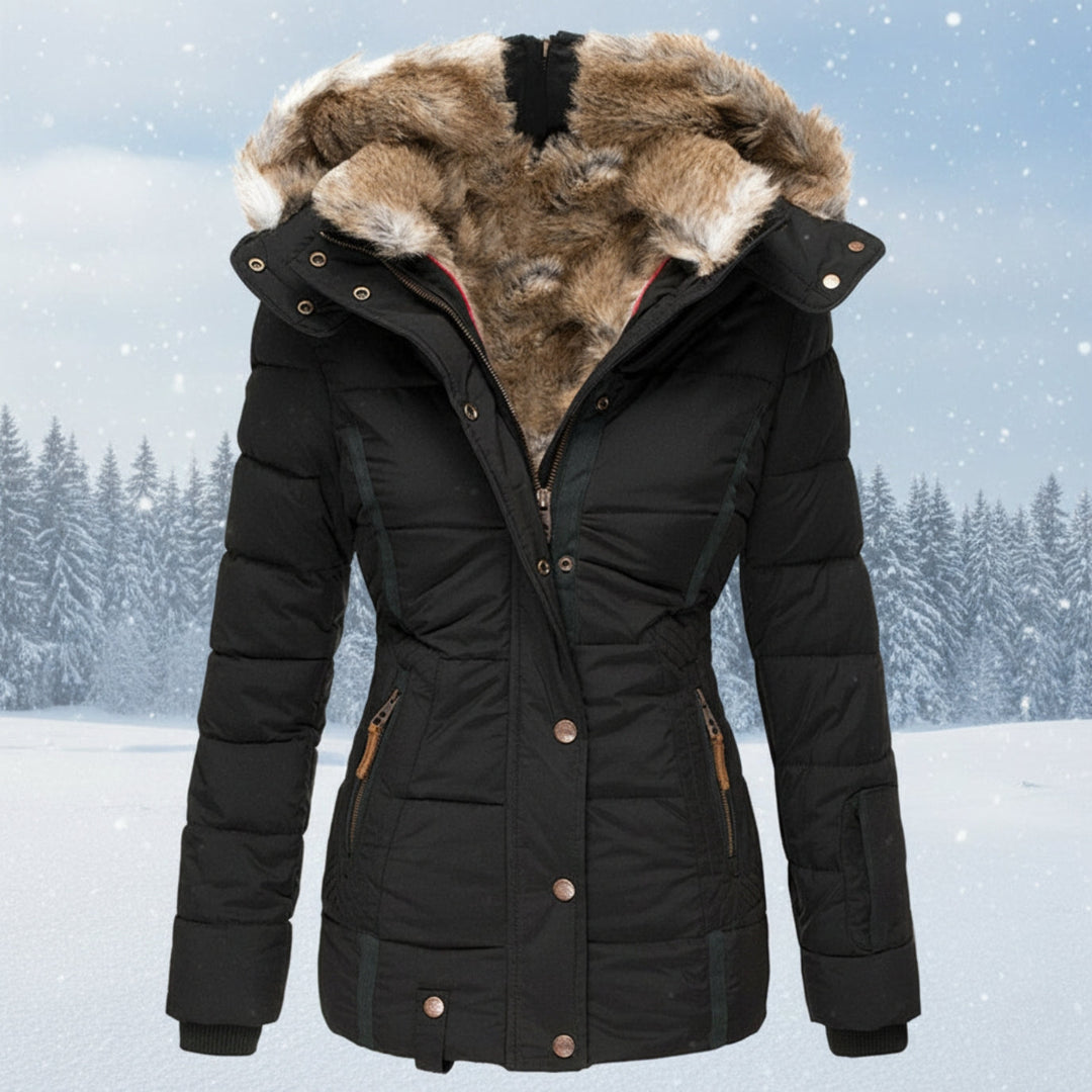 Drune | Parka Damen - Gepolsterte Pufferjacke mit Kunstfellkapuze