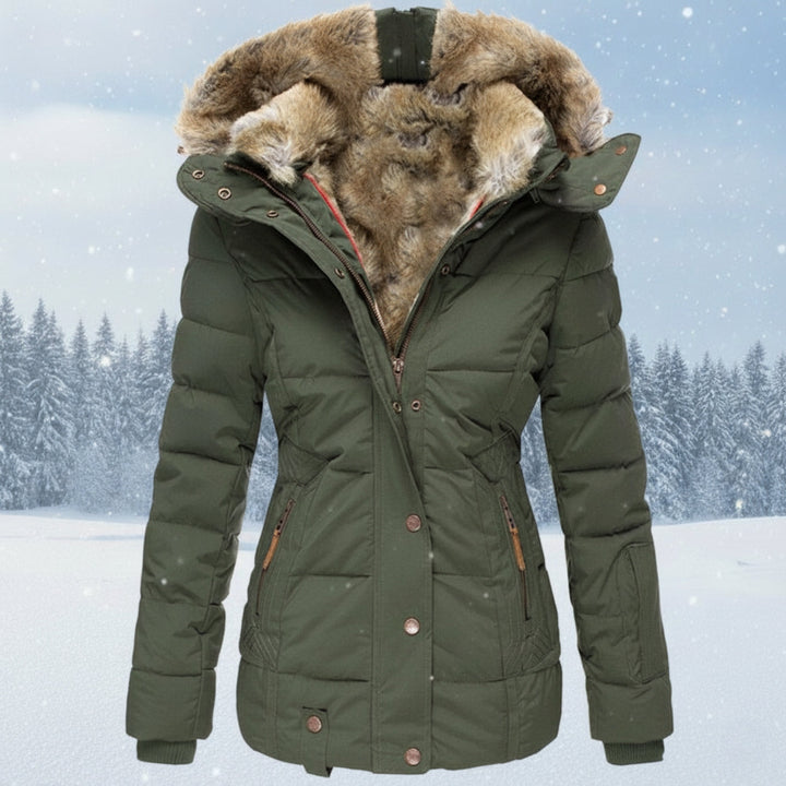 Drune | Parka Damen - Gepolsterte Pufferjacke mit Kunstfellkapuze