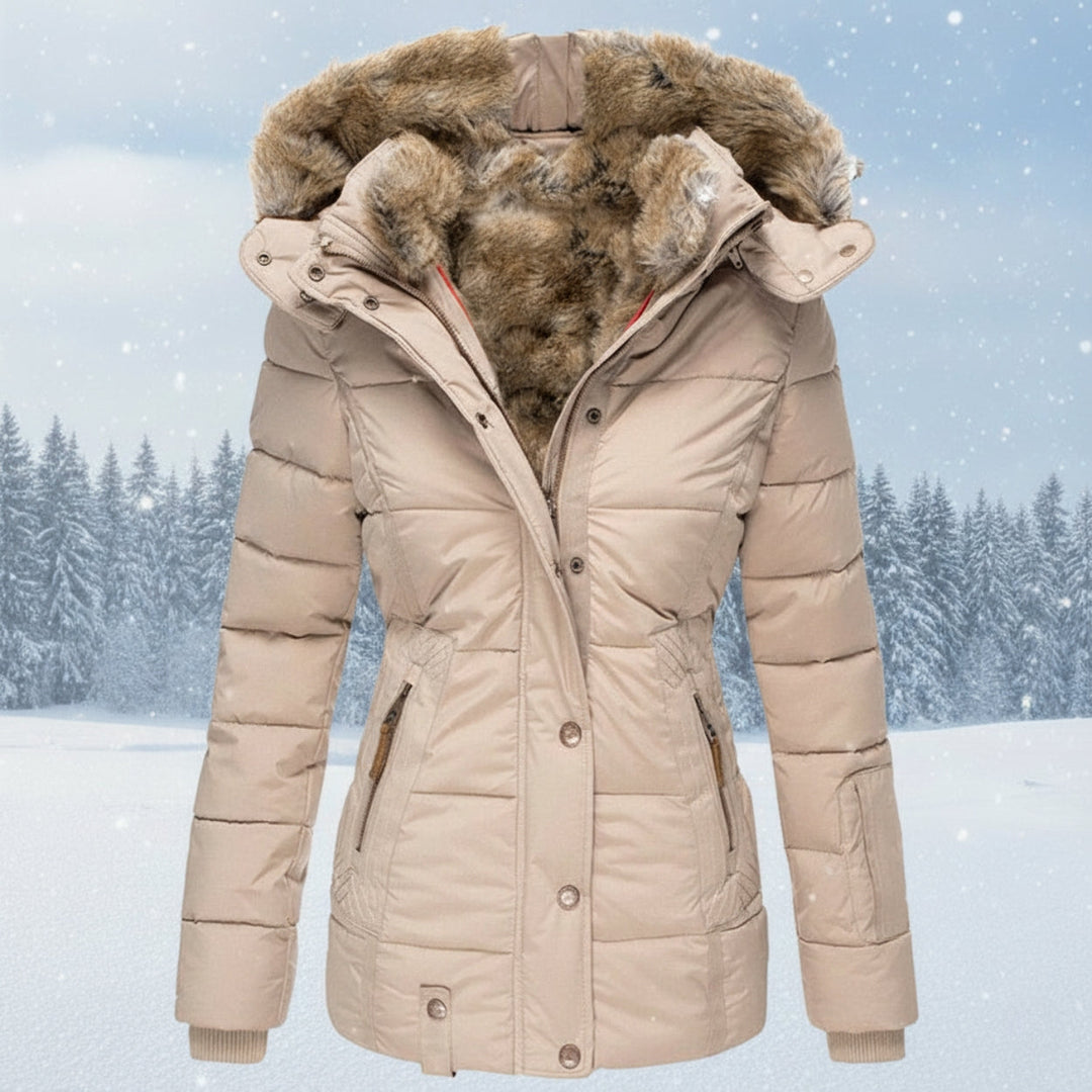 Drune | Parka Damen - Gepolsterte Pufferjacke mit Kunstfellkapuze
