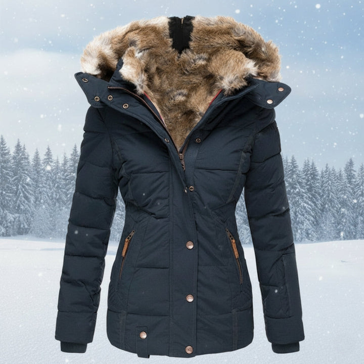 Drune | Parka Damen - Gepolsterte Pufferjacke mit Kunstfellkapuze