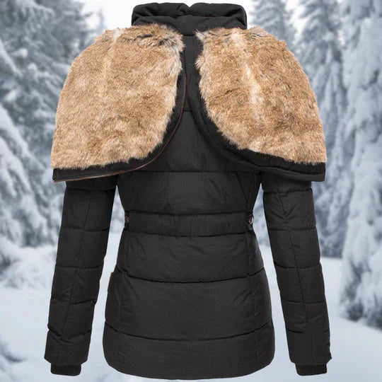 Drune - Kapuzenpelz gefütterte Pufferjacke für Frauen