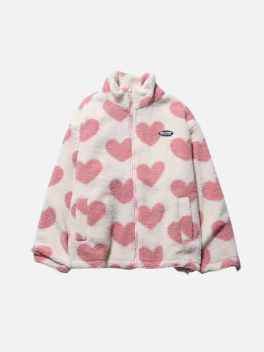 Drune | 2 in 1 Herzdruck Fleecejacke Wendbare Jacken