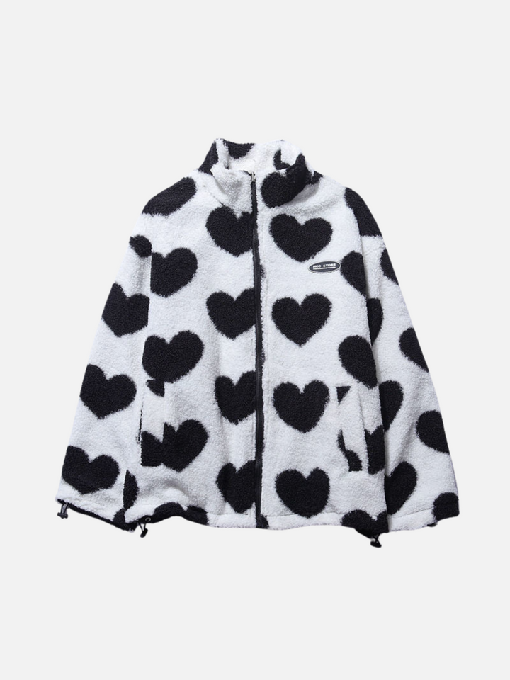 Drune | 2 in 1 Herzdruck Fleecejacke Wendbare Jacken