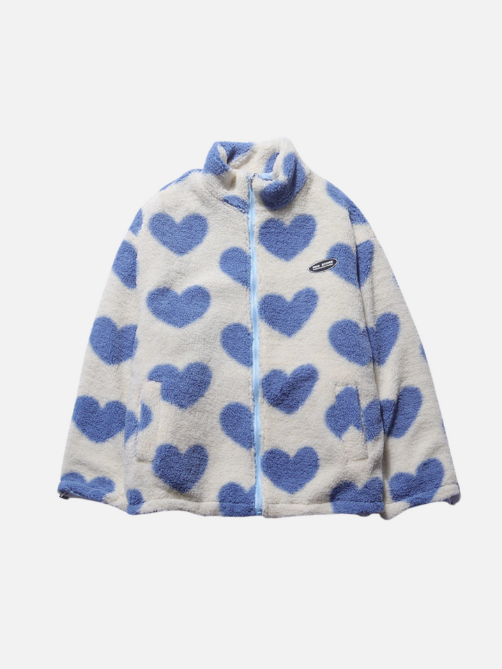 Drune | 2 in 1 Herzdruck Fleecejacke Wendbare Jacken