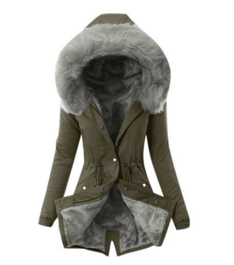 Drune | Pelzkapuze Fleece Gefüttert Winterparka Winterjacken für Damen