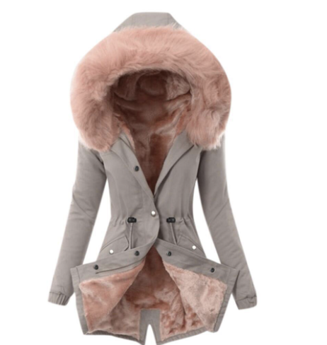 Drune | Pelzkapuze Fleece Gefüttert Winterparka Winterjacken für Damen