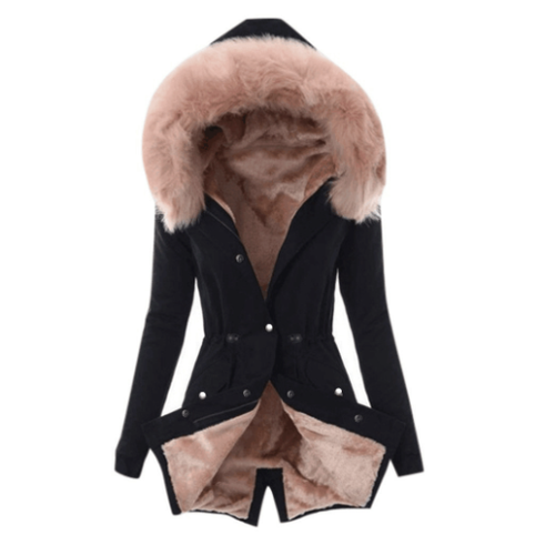 Drune | Pelzkapuze Fleece Gefüttert Winterparka Winterjacken für Damen