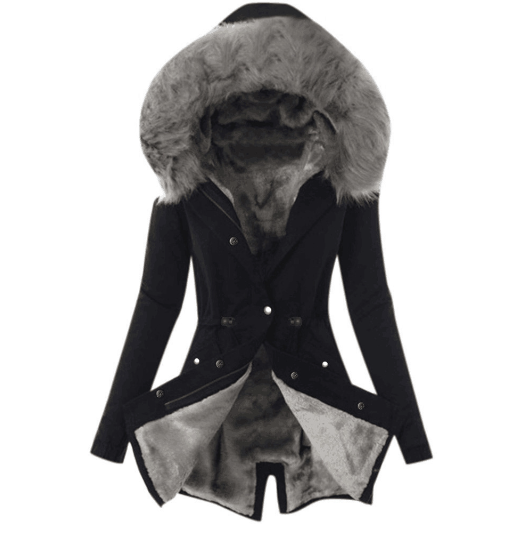 Drune | Pelzkapuze Fleece Gefüttert Winterparka Winterjacken für Damen