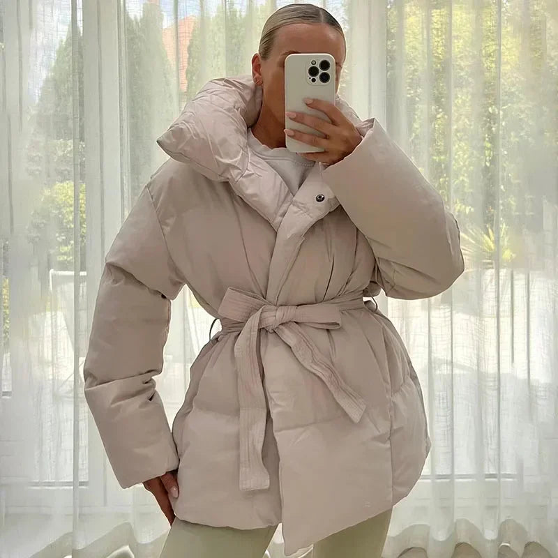 Drune | Wattiert Gürtel Pufferjacke Damenoberjacke