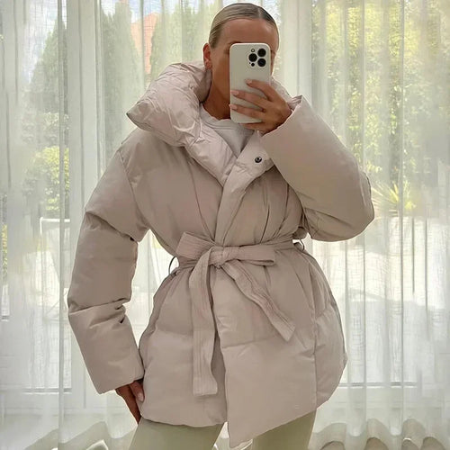 Drune | Wattiert Gürtel Pufferjacke Damenoberjacke