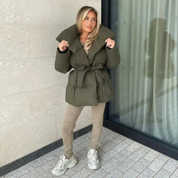 Drune | Wattiert Gürtel Pufferjacke Damenoberjacke