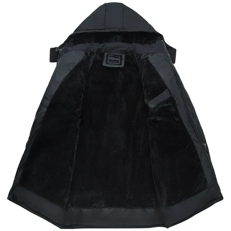 Drune | Herren Warm Jacke mit Kapuze Daunenjacke