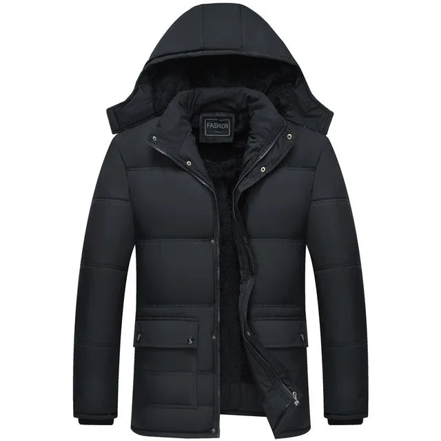 Drune | Herren Warm Jacke mit Kapuze Daunenjacke
