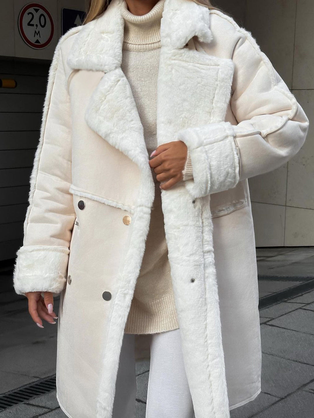 Drune | Damen Lang mit Fell Gefüttert Suedette Jacke Kunstpelzjacke
