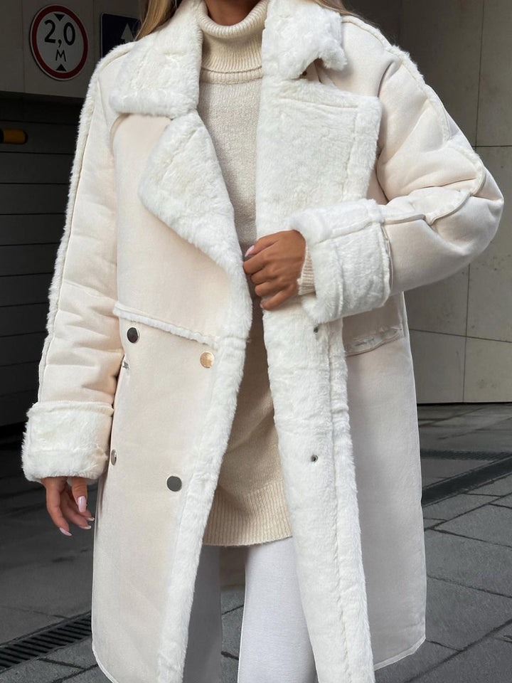 Drune | Damen Lang mit Fell Gefüttert Suedette Jacke Kunstpelzjacke
