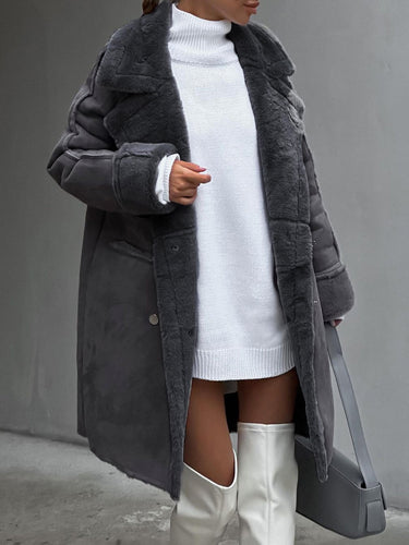 Drune | Damen Lang mit Fell Gefüttert Suedette Jacke Kunstpelzjacke