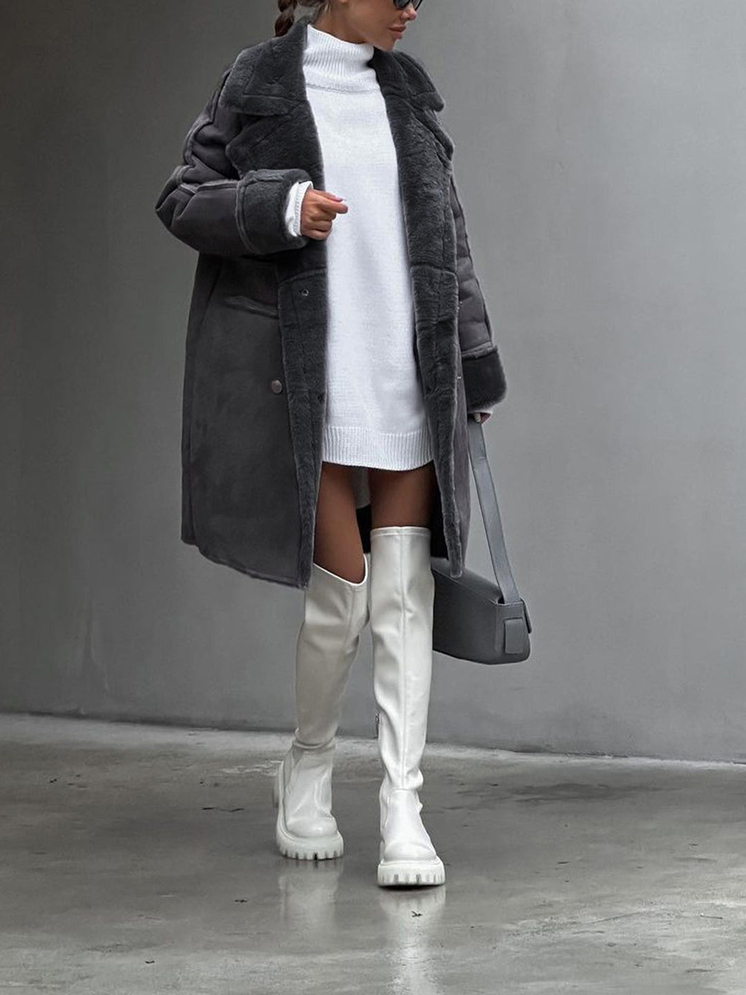 Drune | Damen Lang mit Fell Gefüttert Suedette Jacke Kunstpelzjacke