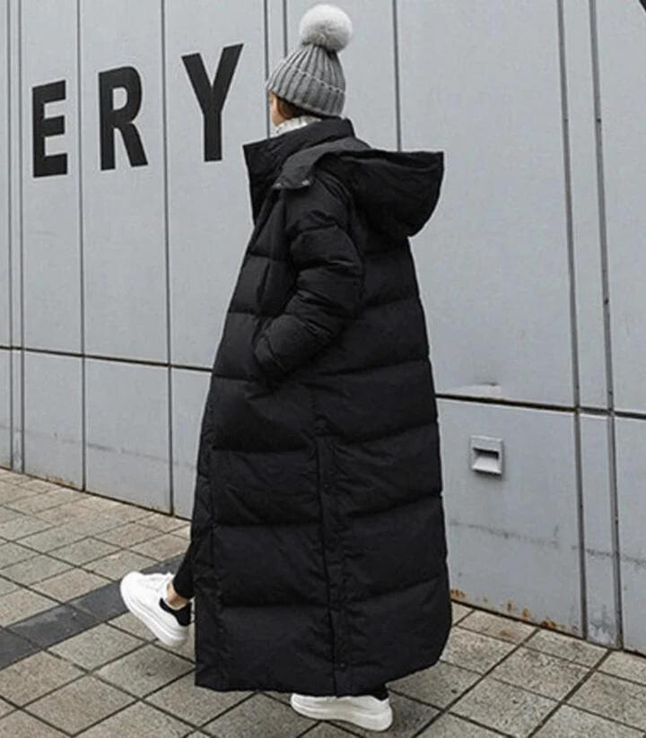 Drune | Lange Kapuzenpuffer Daunen Jacke für Frauen
