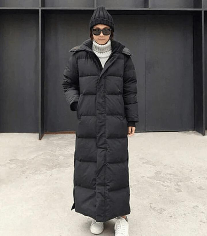 Drune | Lange Kapuzenpuffer Daunen Jacke für Frauen