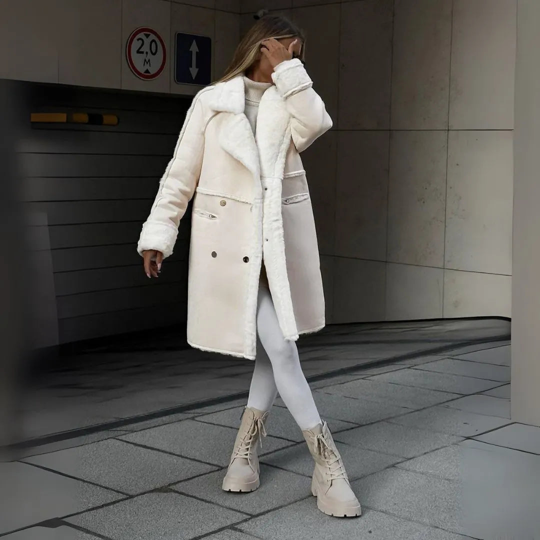 Drune | Wintermantel Damen Warm aus Faux Shearling