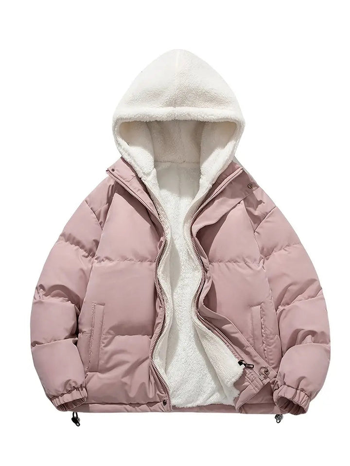 Drune | Damen Winterpuffjacke mit Warmem Sherpafutter und Kapuze