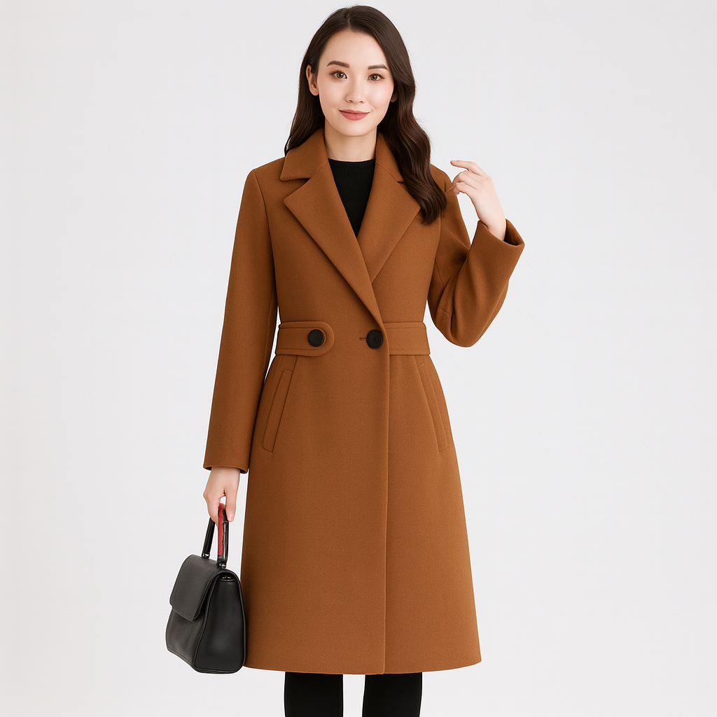 Drune | Halb Lang Doppelreihig Wollmantel Winterjacke für Damen