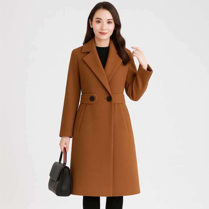 Drune | Halb Lang Doppelreihig Wollmantel Winterjacke für Damen