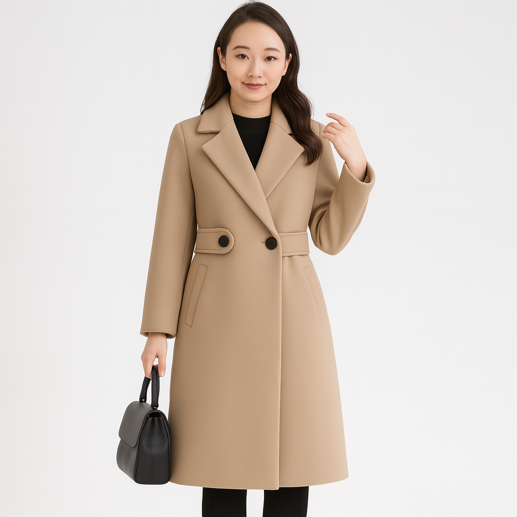 Drune | Halb Lang Doppelreihig Wollmantel Winterjacke für Damen