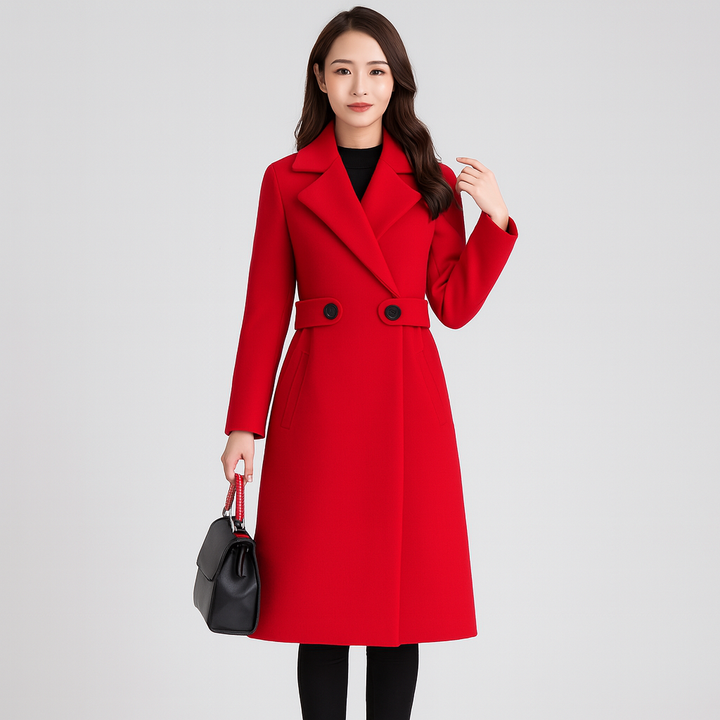 Drune | Halb Lang Doppelreihig Wollmantel Winterjacke für Damen