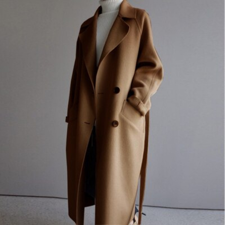 Drune | Trenchcoat Langer Übergröße Wollmantel für Damen