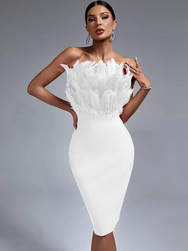 Drune | Feather Bandage Jurk Voor Stijlvolle Dames