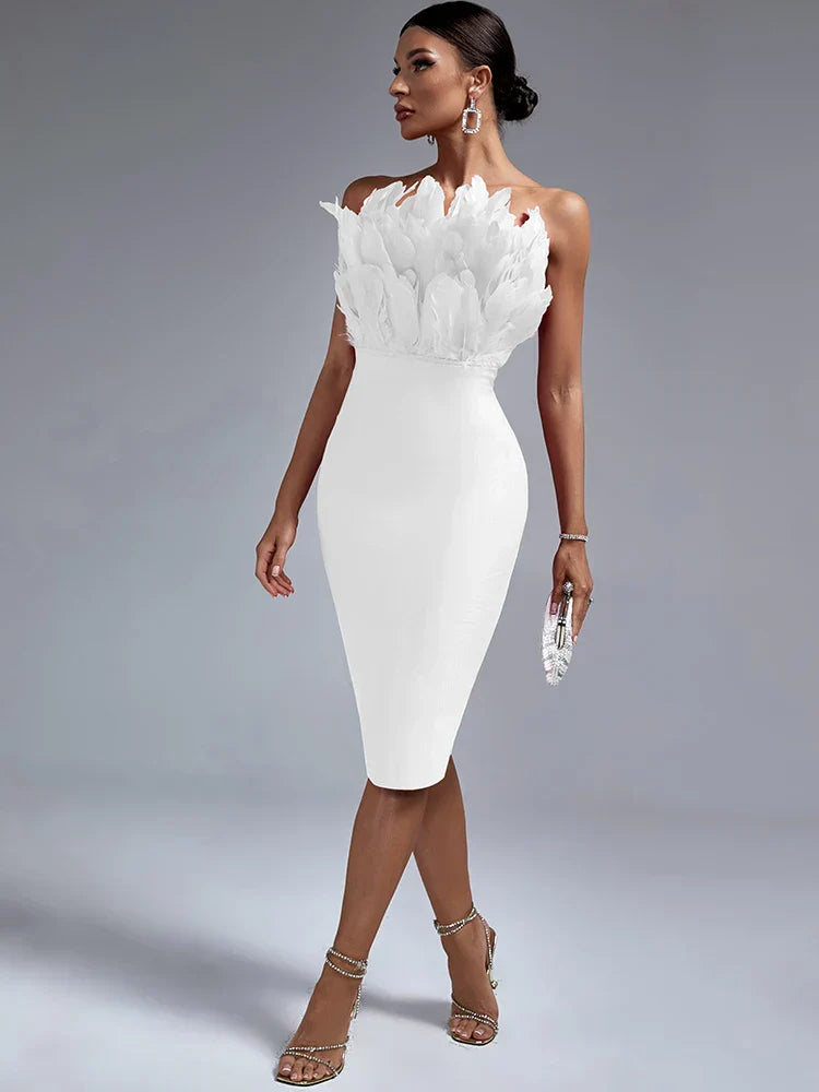 Drune | Feather Bandage Jurk Voor Stijlvolle Dames