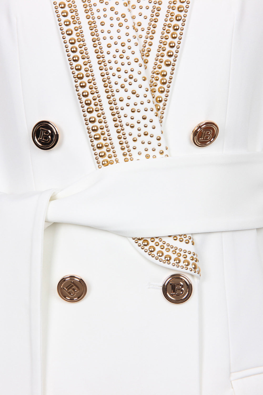 Drune | Blazer Doppelt Geknöpft Goldene Details Blazer mit Gürtel Damenbekleidung
