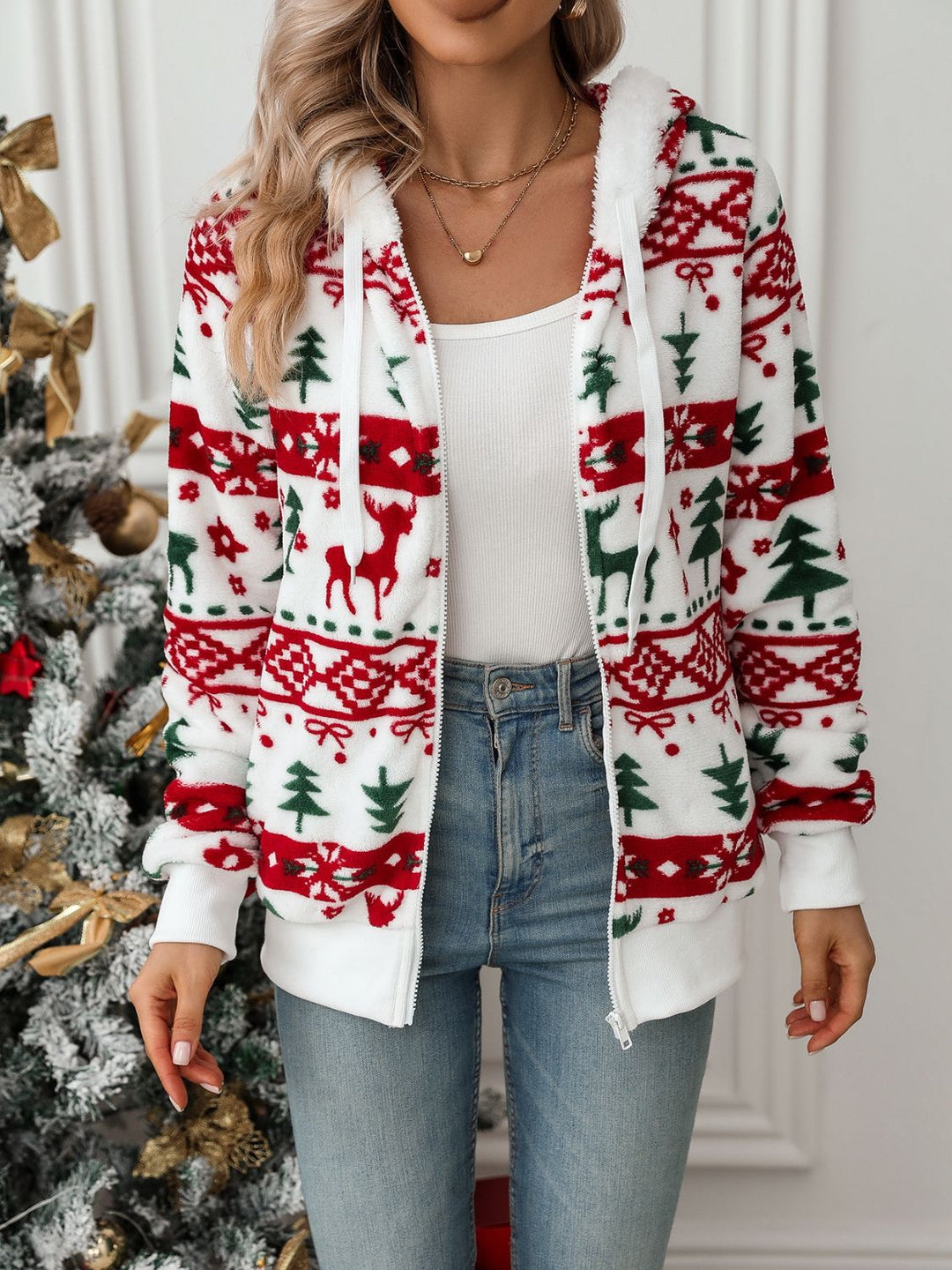 Drune | Weihnachts Hoodie Damen - Strick Rentierpullover