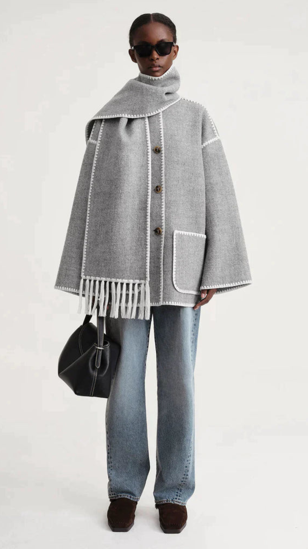 Drune | Schmal Geschnitten Winter Jacke mit Schal Damen