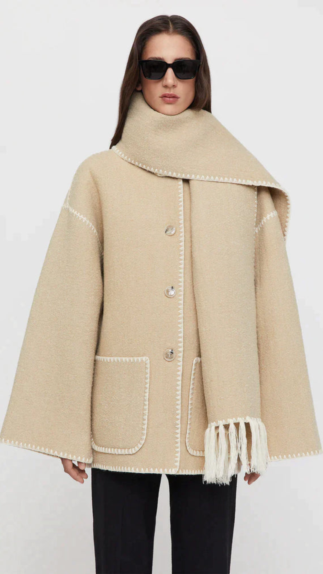 Drune | Schmal Geschnitten Winter Jacke mit Schal Damen