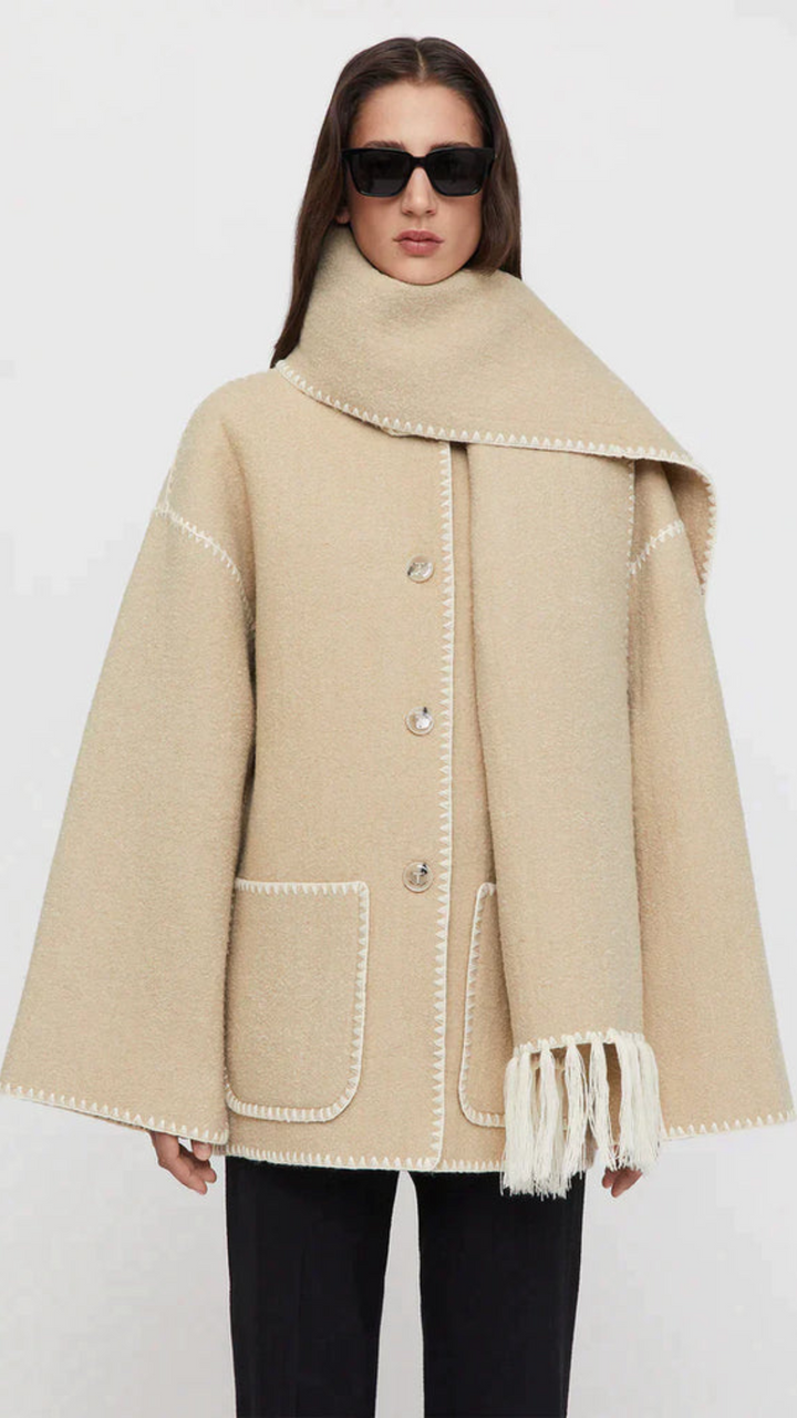 Drune | Schmal Geschnitten Winter Jacke mit Schal Damen