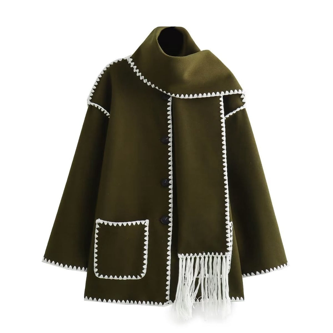 Drune | Schmal Geschnitten Winter Jacke mit Schal Damen