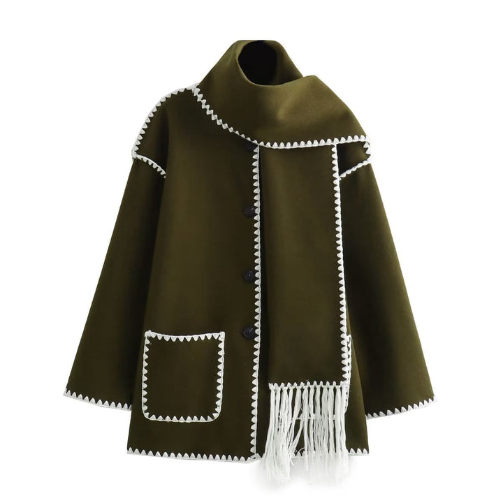 Drune | Schmal Geschnitten Winter Jacke mit Schal Damen